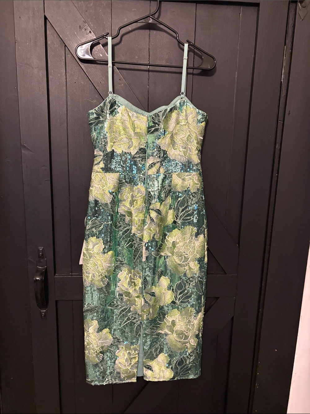 Dress the Population Green and Yellow Floral Sequin Midi Dress - Picture 9 of 9